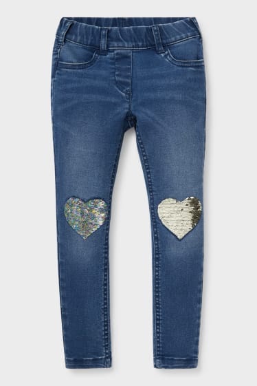 Kinderen - Super skinny jeans - glanseffect - jeansblauw