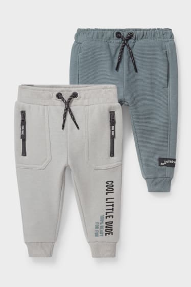 Bébés - Lot de 2 - pantalons de jogging pour bébé - gris / vert