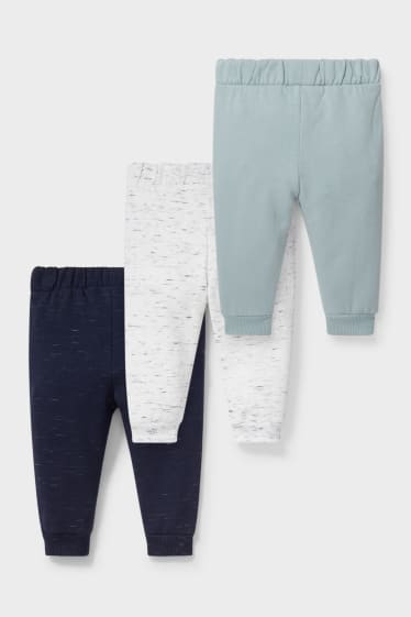 Bébés - Lot de 3 - pantalon de jogging pour bébé - bleu foncé / gris