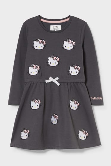Kinderen - Hello Kitty - jurk - glanseffect - donkergrijs