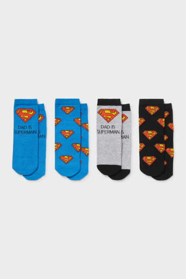 Babies - Multipack of 4 - Superman - baby socks - blue / black