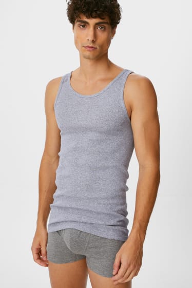 Men - Multipack of 3 - vest - skinny rib - gray-melange