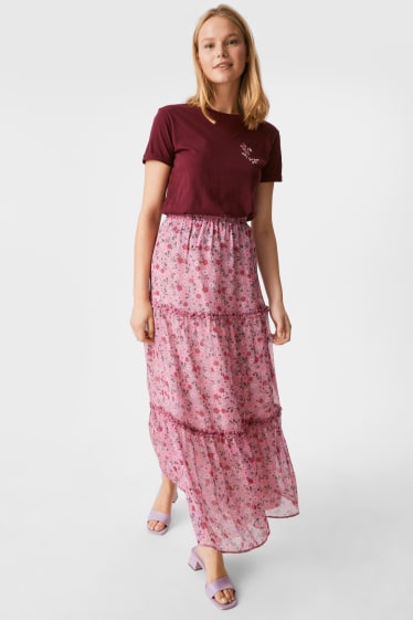 Teens & young adults - CLOCKHOUSE - skirt - floral - pink
