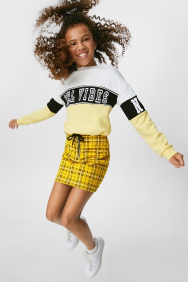 Niños - Falda - de cuadros - amarillo