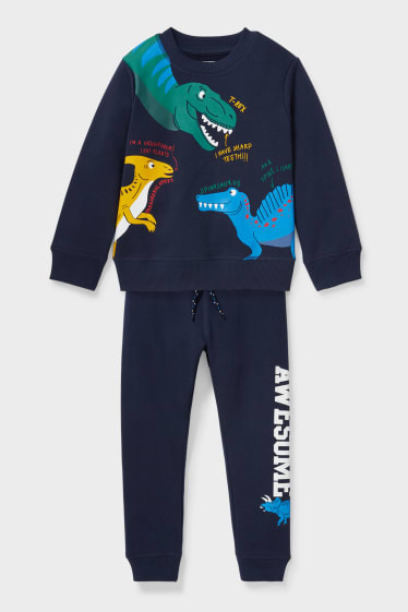 Niños - Dinosaurios - set - sudadera y pantalón de deporte - azul oscuro