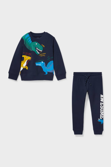 Niños - Dinosaurios - set - sudadera y pantalón de deporte - azul oscuro
