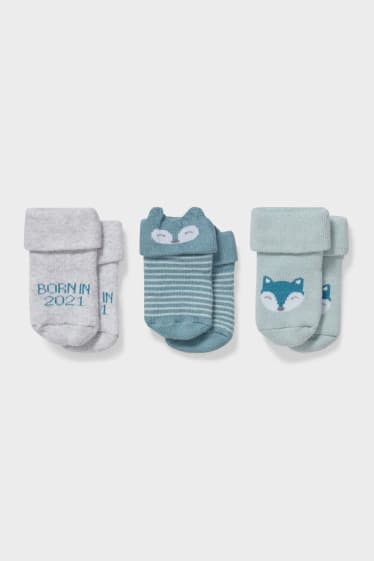 Bebés - Pack de 3 - calcetines para bebé - gris / verde