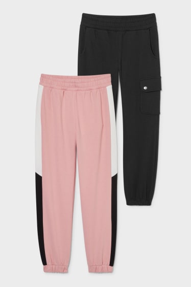 Kinder - Multipack 2er - Jogginghose - schwarz / rosa