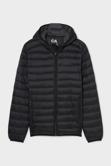 Men - Quilted jacket with hood - black