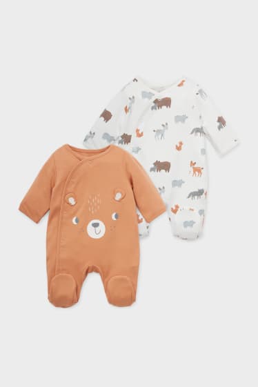 Bébés - Lot de 2 - pyjama pour bébé - marron / blanc crème