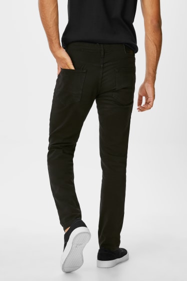 Pánské - Plátěné kalhoty - slim fit - džíny - tmavošedé