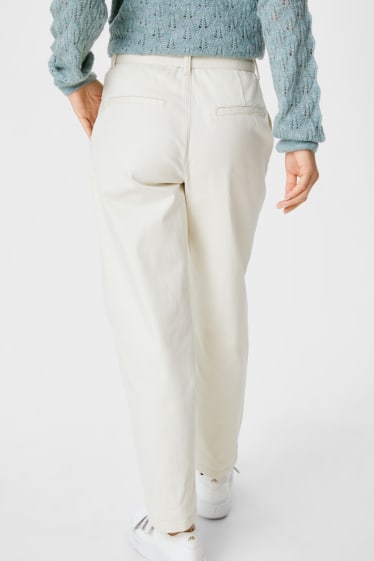 Femmes - Pantalon paperbag - tapered fit - crème