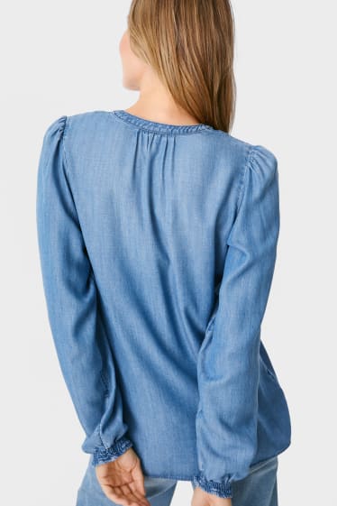 Damen - Bluse - jeans-blau