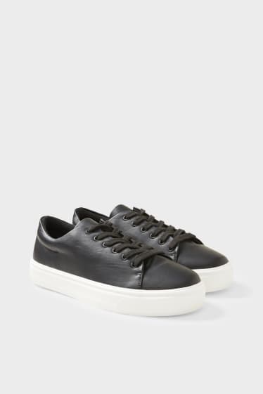 Women - Trainers - faux leather - black