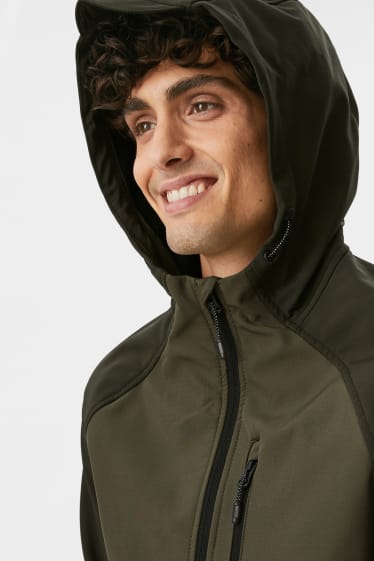 Men - Softshell jacket with hood - dark green