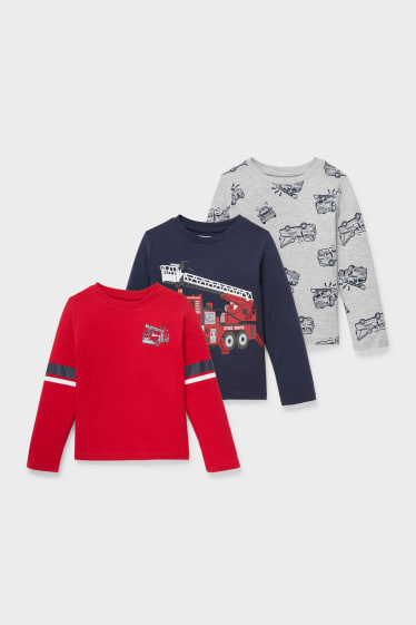 Children - Multipack of 3 - long sleeve top - red / gray