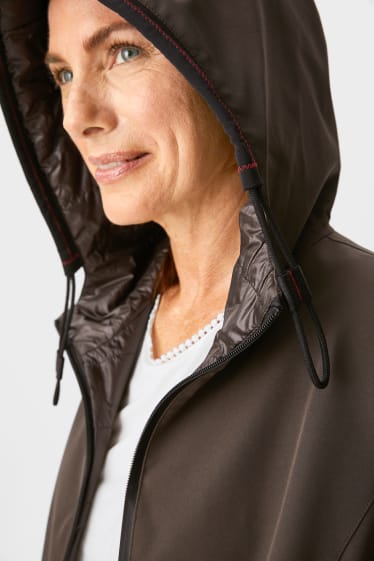 Mujer - Abrigo funcional con capucha - 4 Way Stretch - marrón oscuro