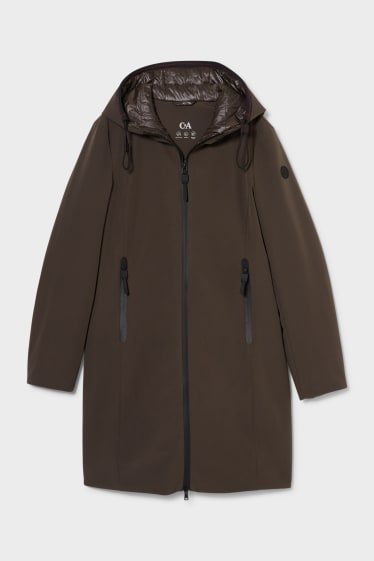 Mujer - Abrigo funcional con capucha - 4 Way Stretch - marrón oscuro