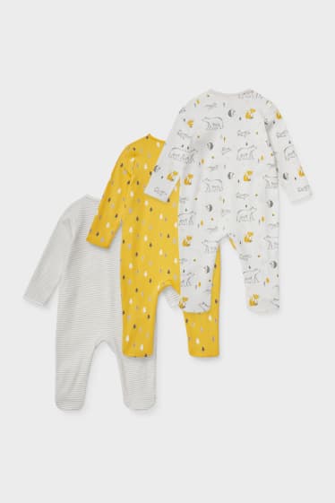 Bebés - Pack de 3 - pijamas para bebé - blanco / amarillo