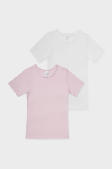 Kinderen - Set van 2 - onderhemd - wit / roze