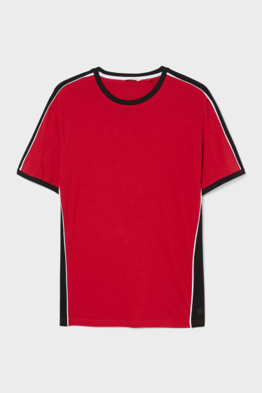 Heren - T-shirt - zwart / rood