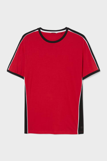 Men - T-shirt - black / red