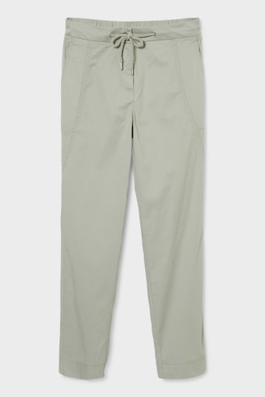 Dámské - Plátěné kalhoty - slim fit - zelená