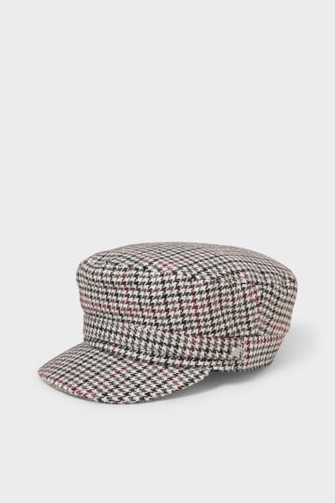 Women - Cap - check - gray-melange