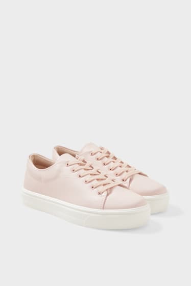 Damen - Sneaker - Lederimitat - rosa