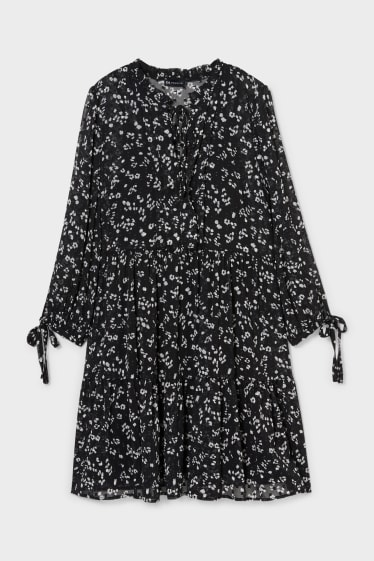 Kobiety - Sukienka szyfonowa - 2-częściowa - w kwiaty - czarny