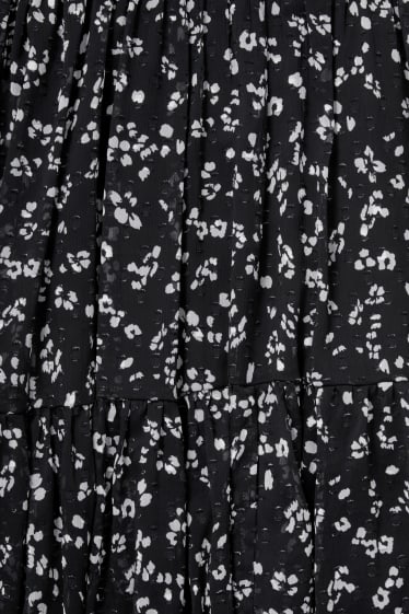 Dames - Chiffon jurk - 2-delig - gebloemd - zwart