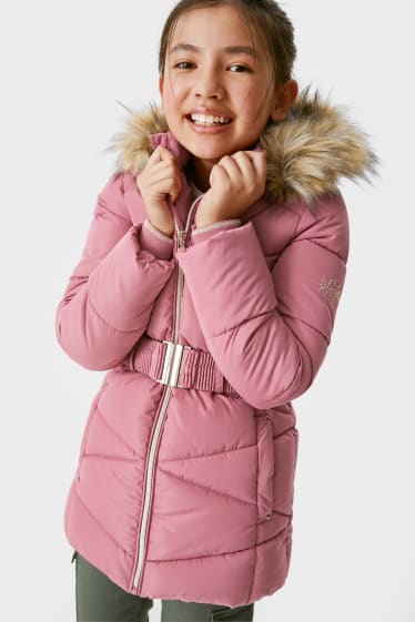 Children - Quilted coat with hood - pink
