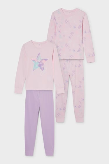 Kinderen - Set van 2 - pyjama - 4-delig - roze