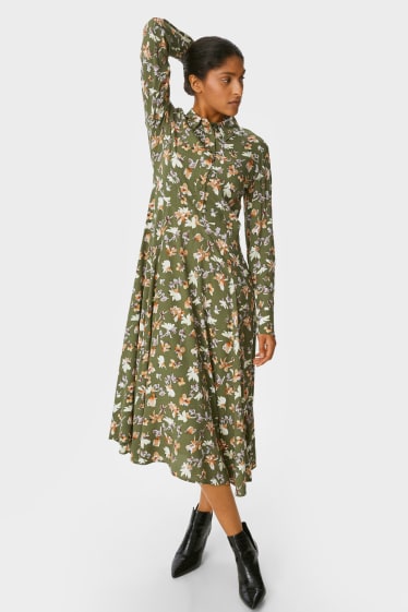 Dámské - Šaty - s květinovým vzorem - zelená