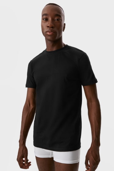 Pánské - Multipack 3 ks - tričko - těsně přiléhavé - bezešvé - černá