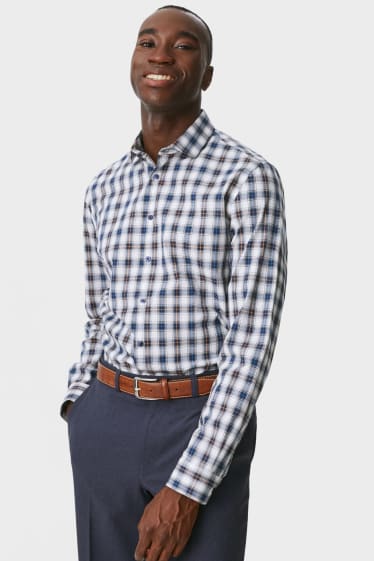 Heren - Business-overhemd - slim fit - gemakkelijk te strijken - wit / blauw