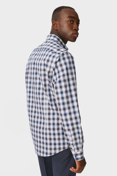 Herren - Businesshemd - Slim Fit - bügelleicht - weiss / blau