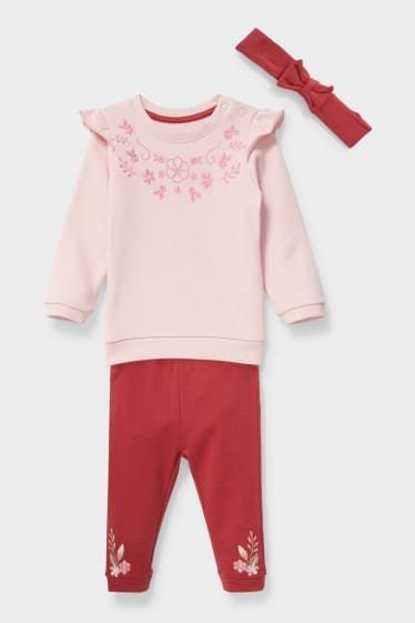 Babys - Baby-Outfit - 3 teilig - rosa / rot