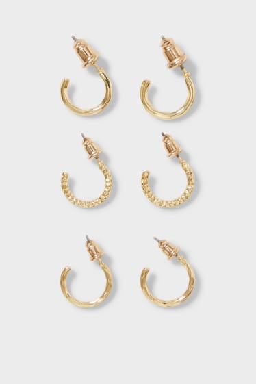 Donna - SIX - set - orecchini creoli - dorati - 6 pezzi - oro