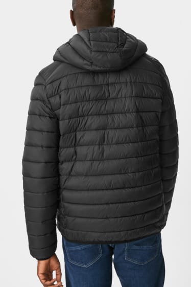 Men - Quilted jacket with hood - black