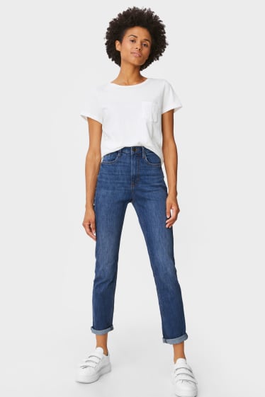 Femei - Slim jeans - high waist - denim-albastru