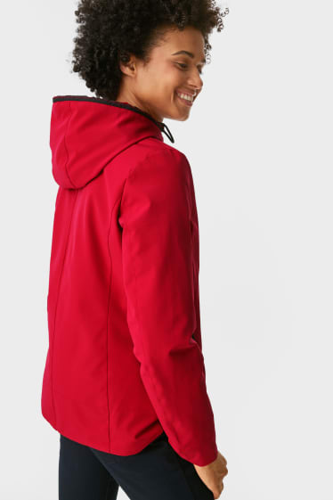 Women - Rain jacket with hood - 4-way stretch - red