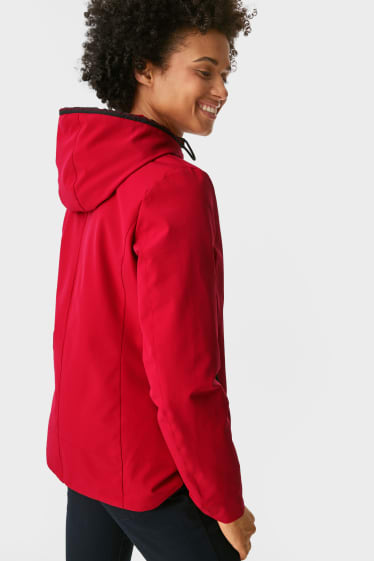 Damen - Regenjacke mit Kapuze - 4 Way Stretch - rot