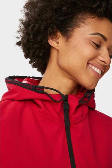 Women - Rain jacket with hood - 4-way stretch - red