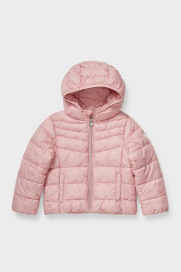 Kinder - Steppjacke mit Kapuze - geblümt - rosa