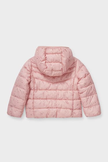 Kinder - Steppjacke mit Kapuze - geblümt - rosa