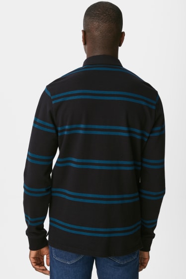 Men - Polo shirt - striped - black