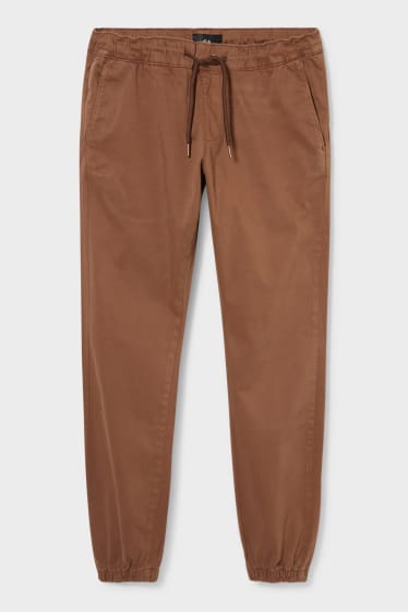 Hommes - Pantalon de toile - tapered fit - LYCRA® - Café