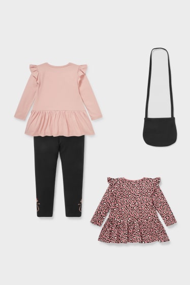 Bambini - Set - 2 vestiti, leggings e borsa - nero / rosa