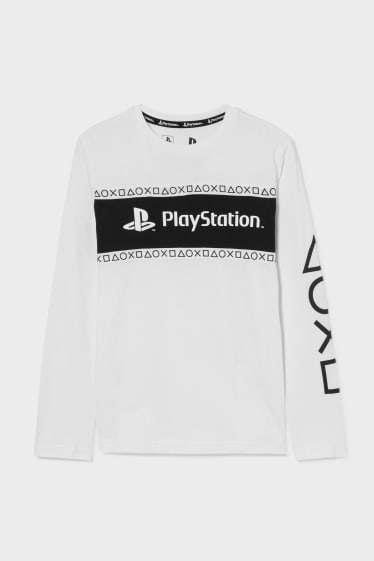 Kinder - PlayStation - Langarmshirt - weiss